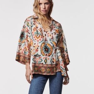Zara Satin Tie Front Kaftan